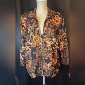 Vintage Blair XL Brown Floral Zip Up Jacket